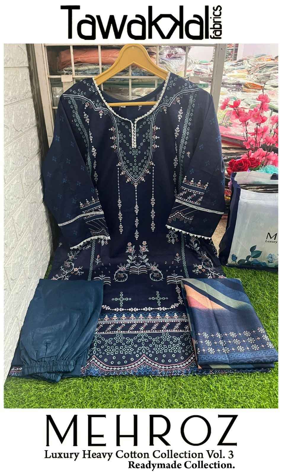 Tawakkal Fabrics Mehroz Luxury Heavy Cotton Collection Vol 3 Readymade Cotton Dress 10 pcs Catalogue