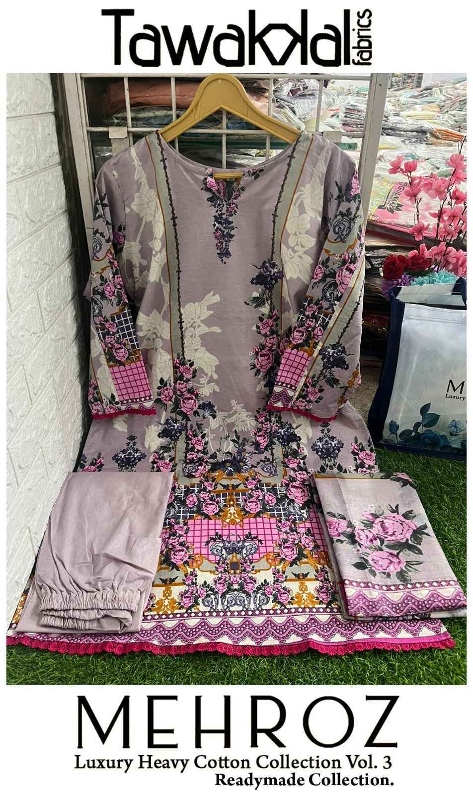 Tawakkal Fabrics Mehroz Luxury Heavy Cotton Collection Vol 3 Readymade Cotton Dress 10 pcs Catalogue
