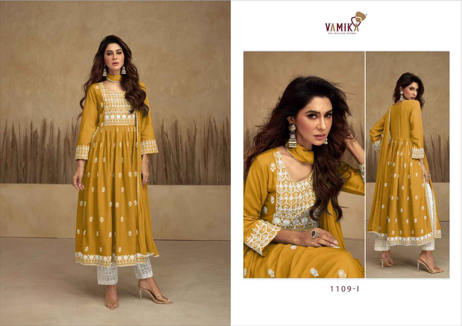 Vamika Aadhira Vol 7 Gold Readymade Rayon Dress 5 pcs Catalogue - Wholesale Factory