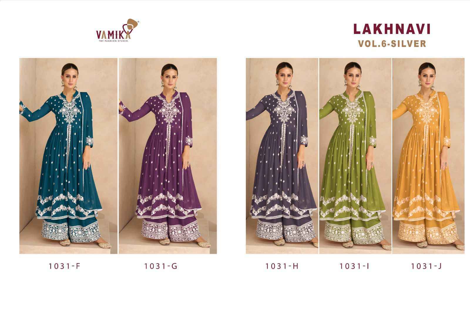 Vamika Lakhnavi Vol 6 Silver Readymade Rayon Dress 5 pcs Catalogue - Wholesale Factory