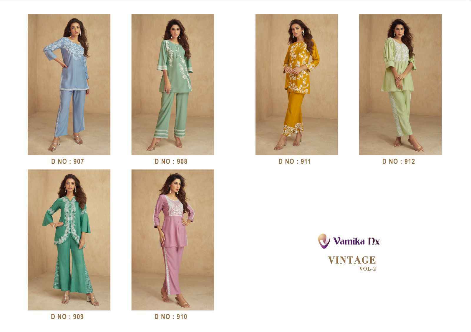 Vamika Nx Vintage Vol 2 Rayon Cord Set 6 pcs Catalogue - Wholesale Factory Surat