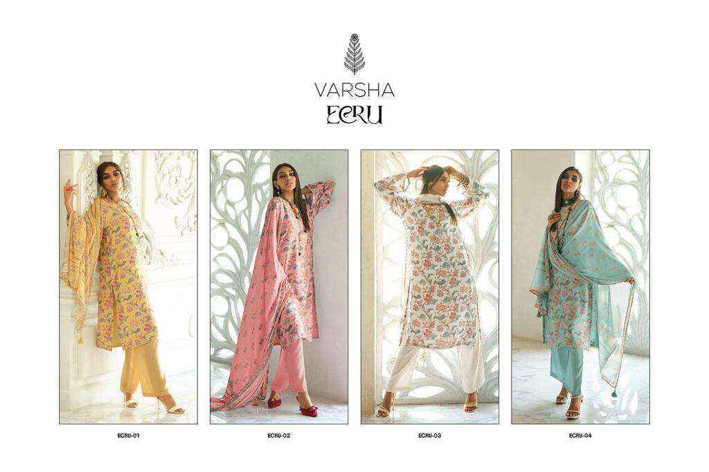 Varsha Ecru Pashmina Dress Material 4 pcs Catalogue - wholesale factory Surat