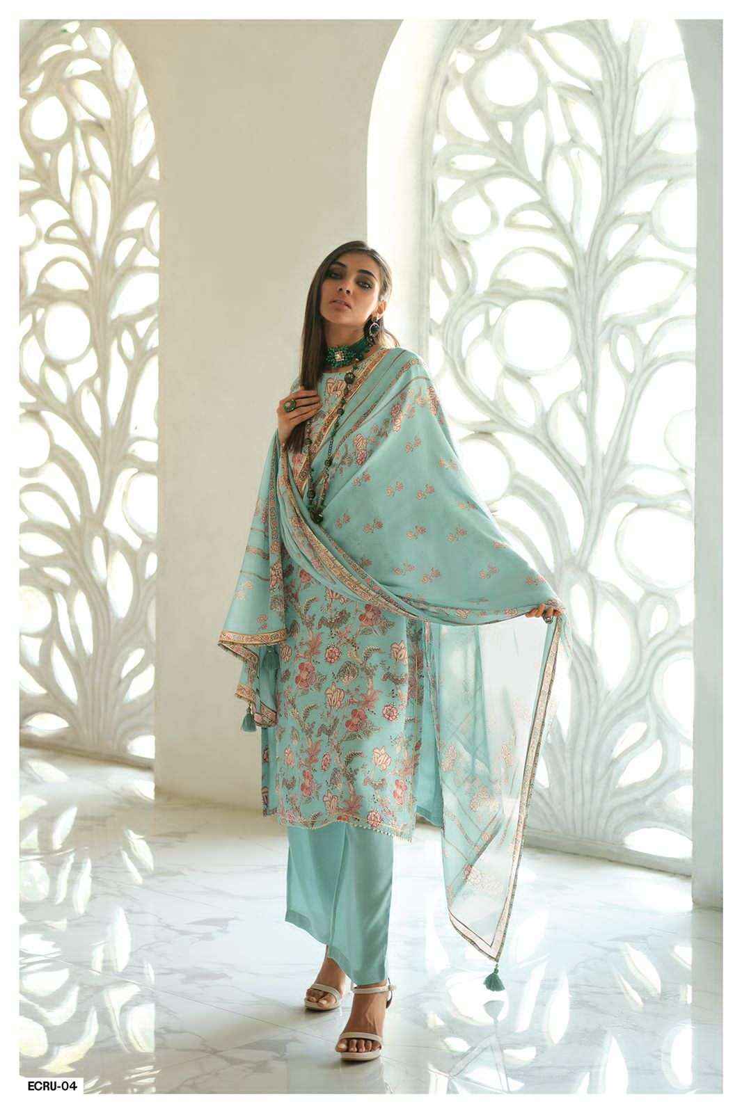 Varsha Ecru Pashmina Dress Material 4 pcs Catalogue - wholesale factory Surat