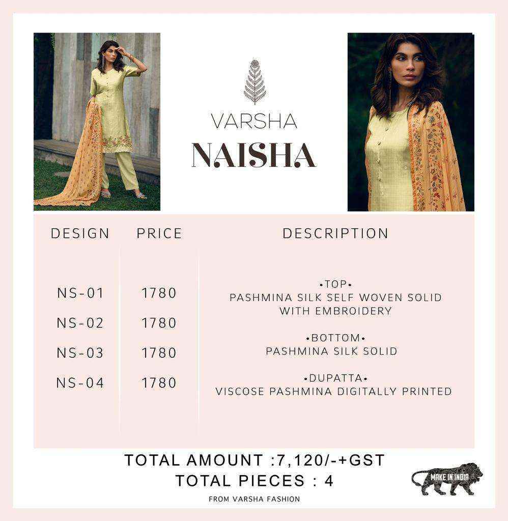 Varsha Naisha Pashmina Dress Material 4 pcs Catalogue - Wholesale Factory