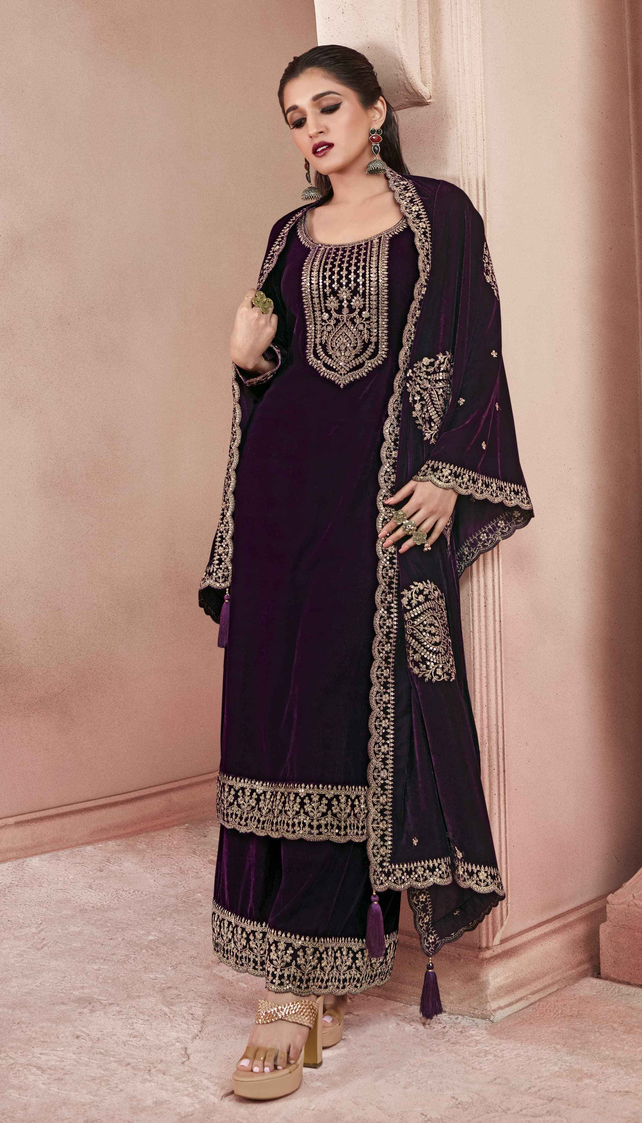 Vinay Kervin Velvet Embroidery Vol 3 Velvet Dress Material 6 pcs Catalogue