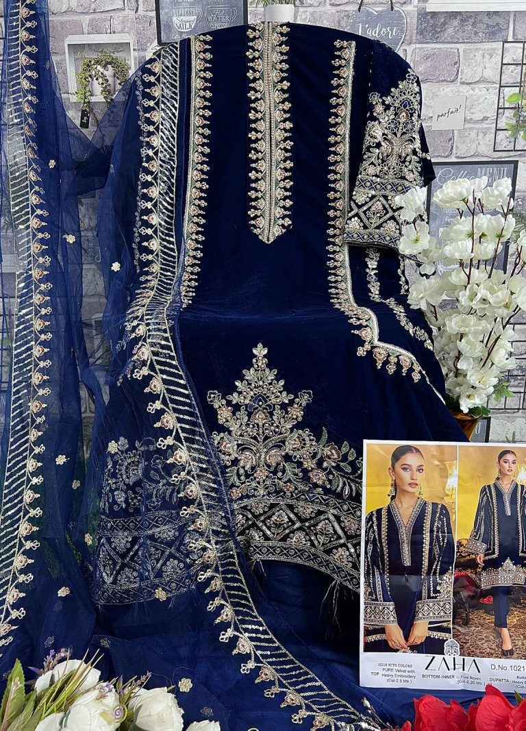 Zaha Aafiya Vol 2 Velvet Dress Material 4 pcs Catalogue - Wholesale Factory