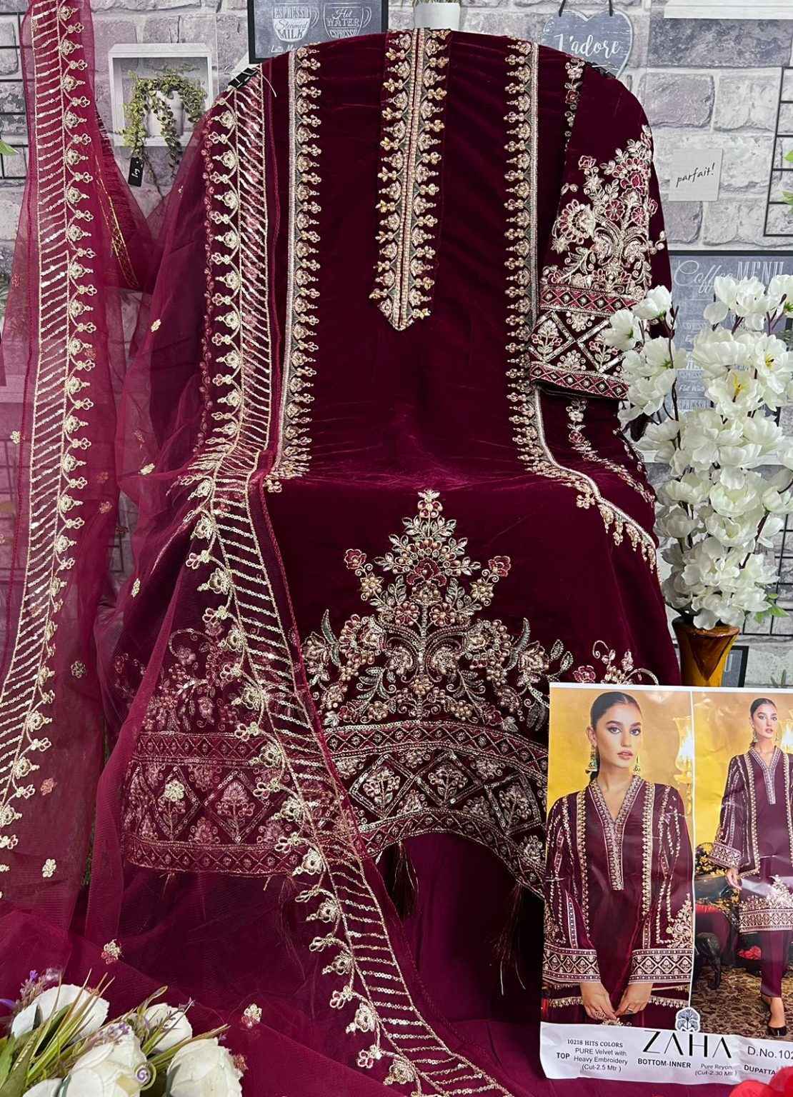 Zaha Aafiya Vol 2 Velvet Dress Material 4 pcs Catalogue - Wholesale Factory