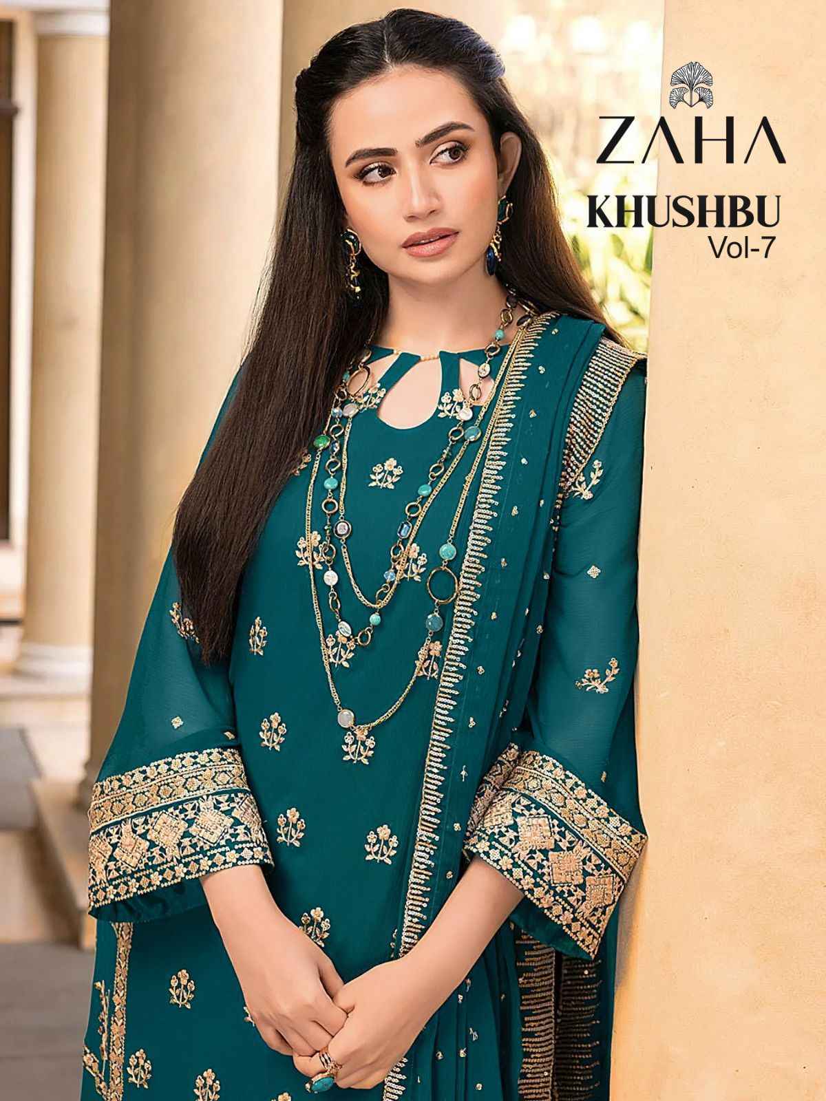 Zaha Khushbu Vol 7 Georgette Dress Material 3 pcs Catalogue - Wholesale Factory Surat