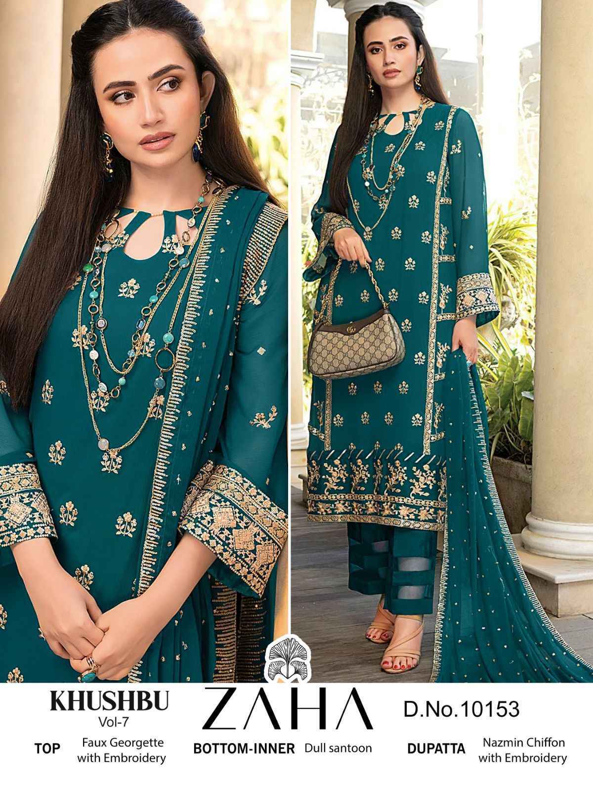 Zaha Khushbu Vol 7 Georgette Dress Material 3 pcs Catalogue - Wholesale Factory Surat