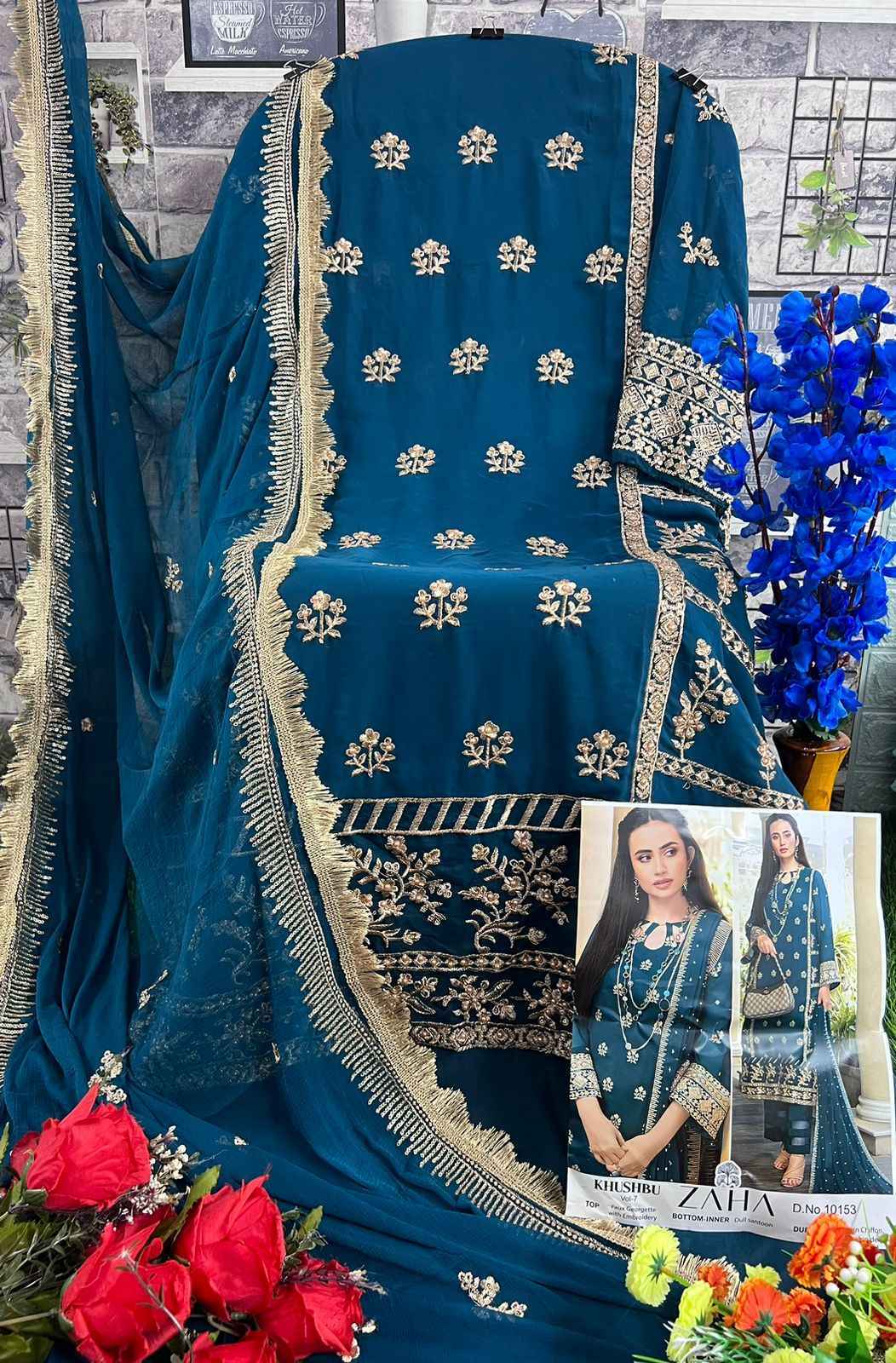 Zaha Khushbu Vol 7 Georgette Dress Material 3 pcs Catalogue - Wholesale Factory Surat