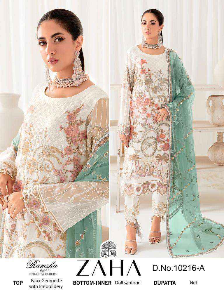 Zaha Ramsha Vol 14 Georgette Dress Material 4 pcs Catalogue - Wholesale Factory
