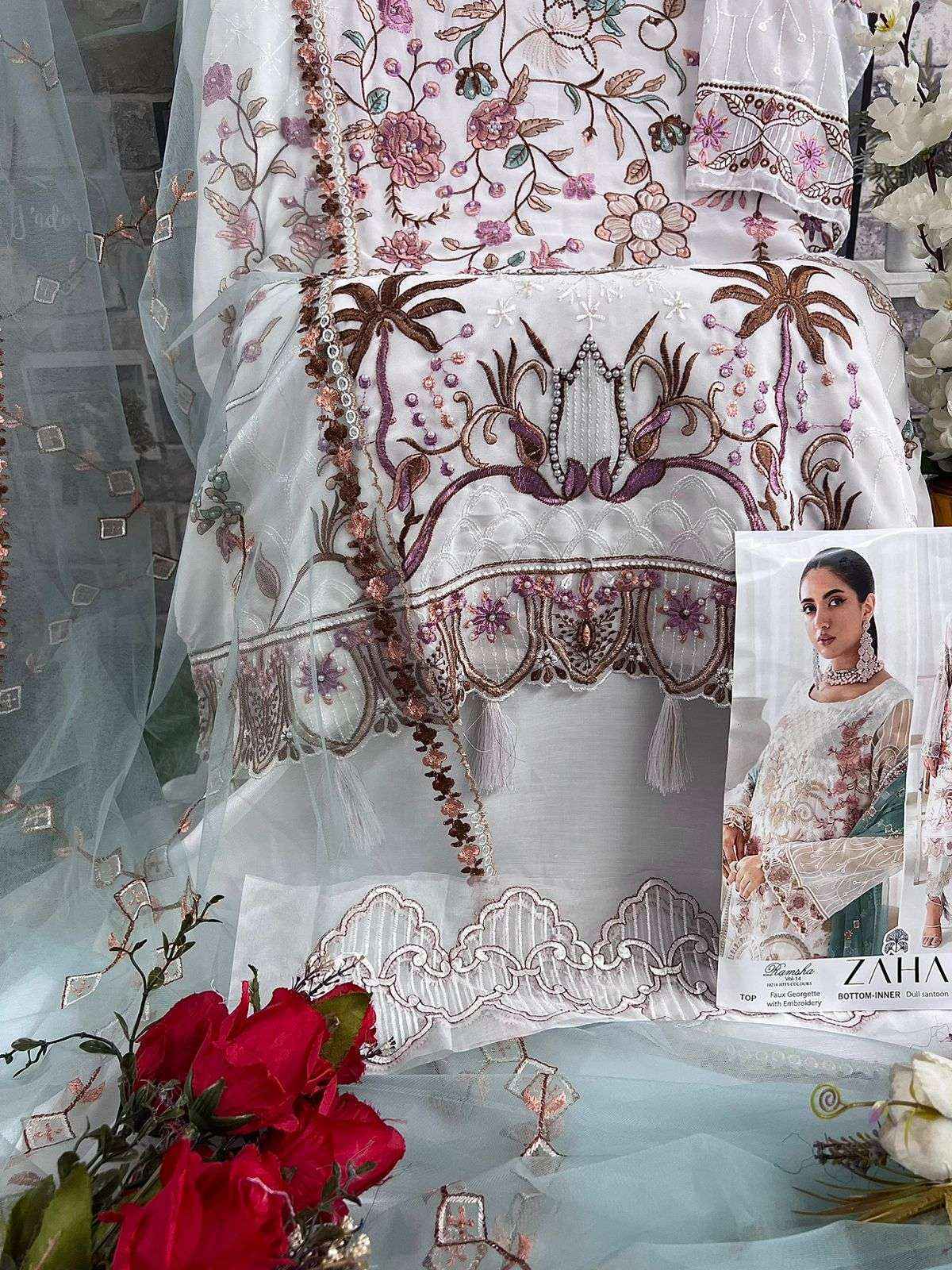 Zaha Ramsha Vol 14 Georgette Dress Material 4 pcs Catalogue - Wholesale Factory