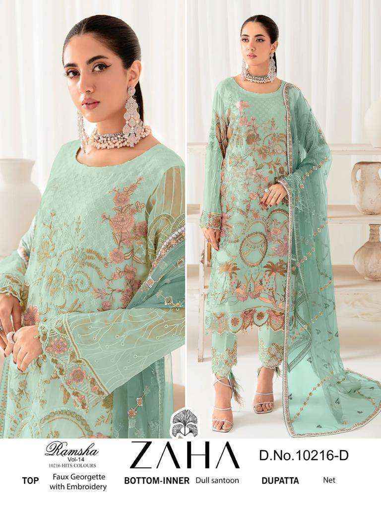 Zaha Ramsha Vol 14 Georgette Dress Material 4 pcs Catalogue - Wholesale Factory