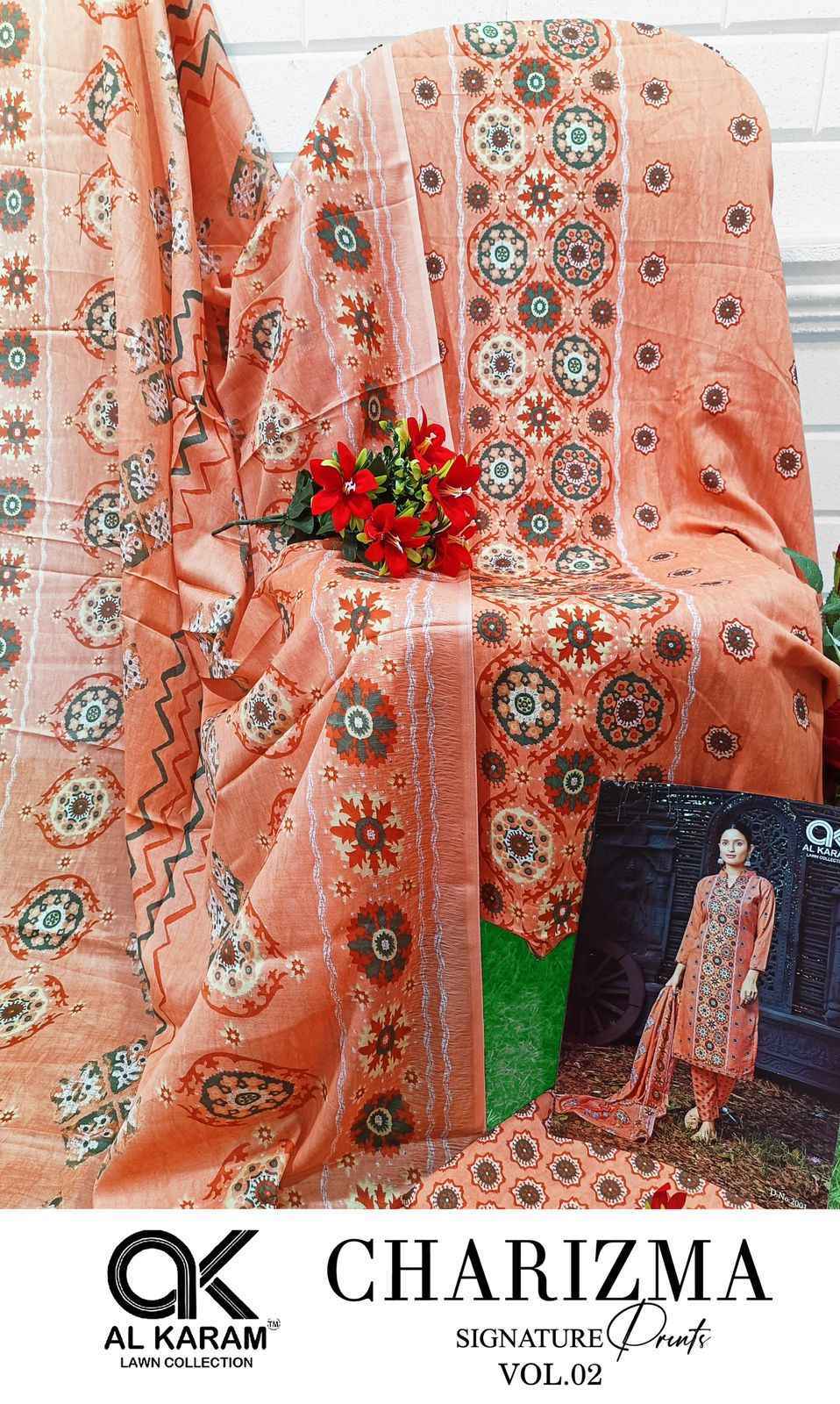AL Karam Charizma Signature Print Vol 2 Cotton Dress Material 10 pcs Catalogue