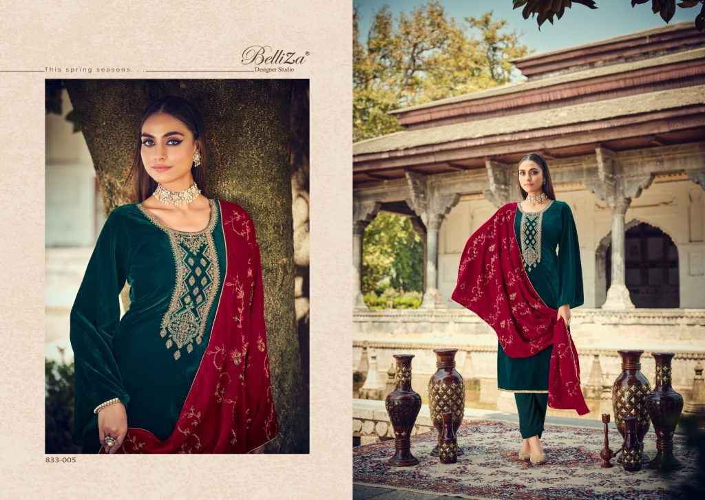 Belliza Shehnaaz Velvet Dress Material 6 pcs Catalogue