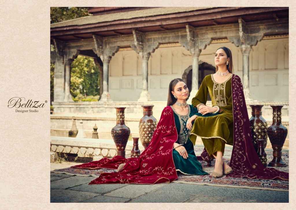 Belliza Shehnaaz Velvet Dress Material 6 pcs Catalogue