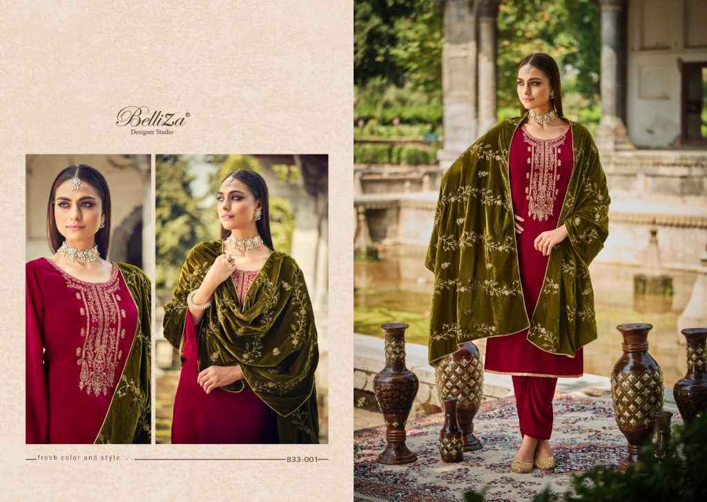 Belliza Shehnaaz Velvet Dress Material 6 pcs Catalogue