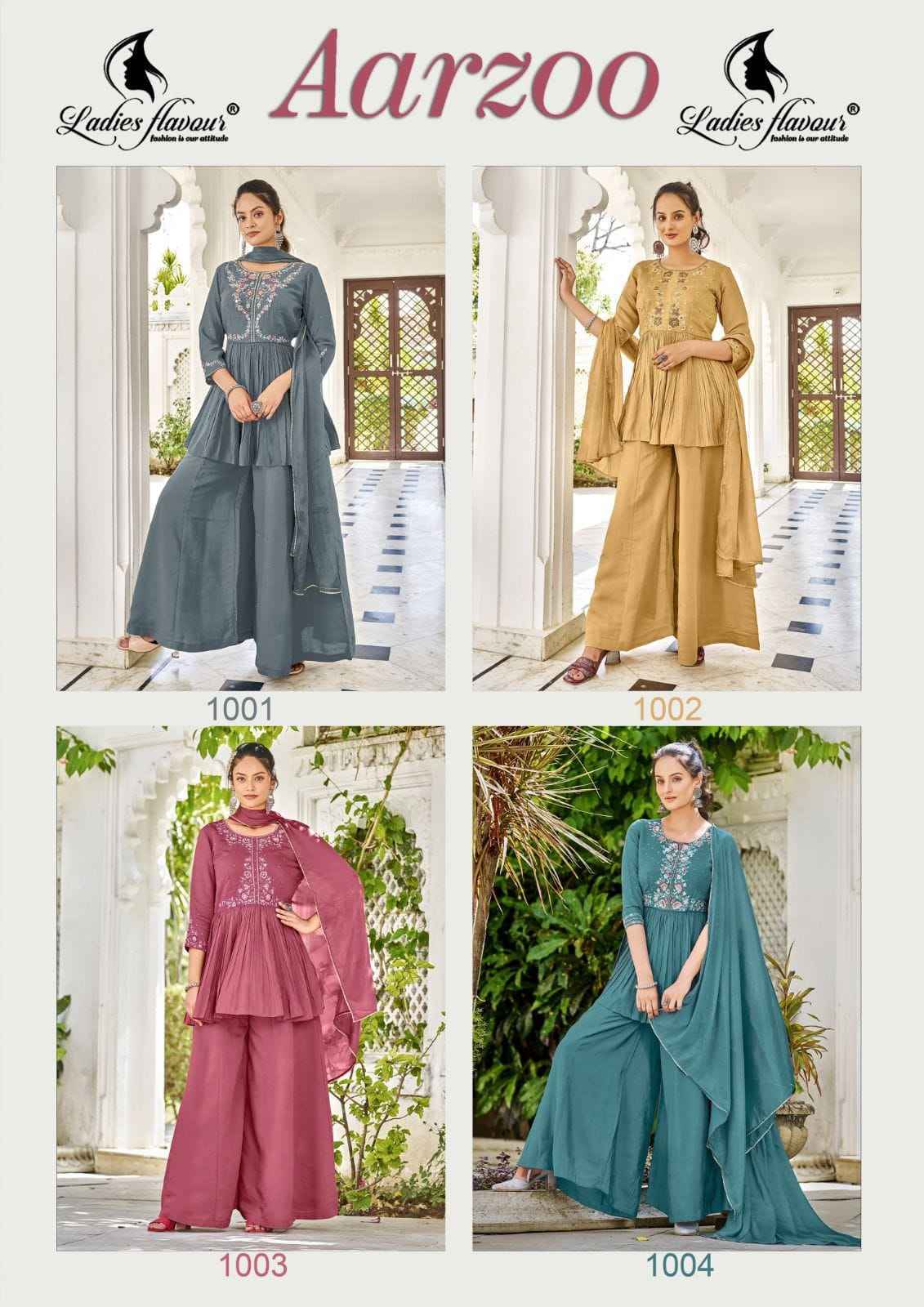 Ladies Flavour Aarzoo Silk Kurti Combo 4 pcs Catalogue