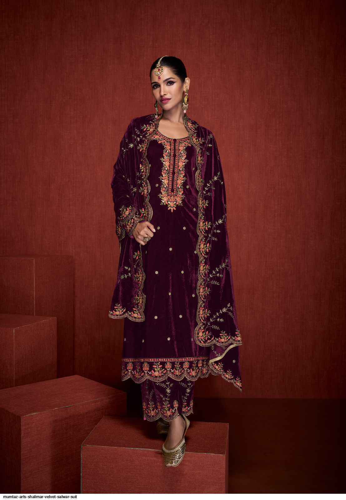 Mumtaz Arts Shalimar Velvet Dress Material 4 pcs Catalogue