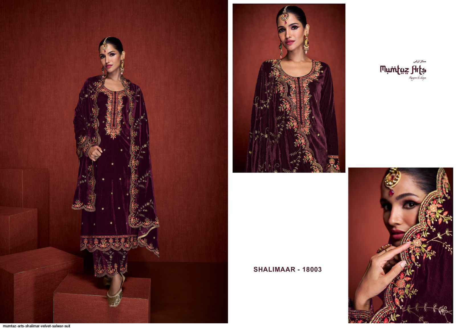 Mumtaz Arts Shalimar Velvet Dress Material 4 pcs Catalogue