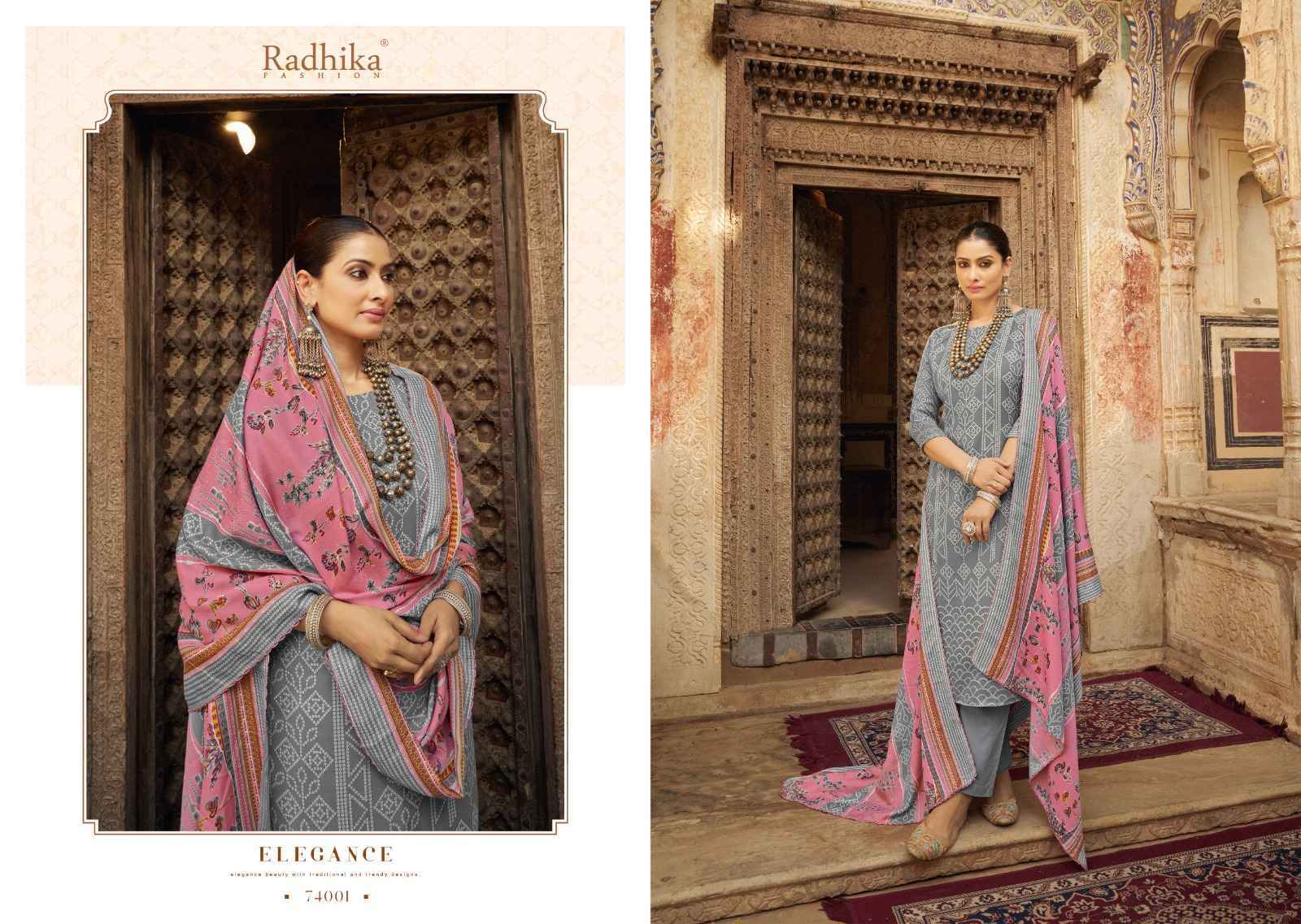 Radhika Fashion Sumyra Bandhej Pashmina Dress Material 6 pcs Catalogue