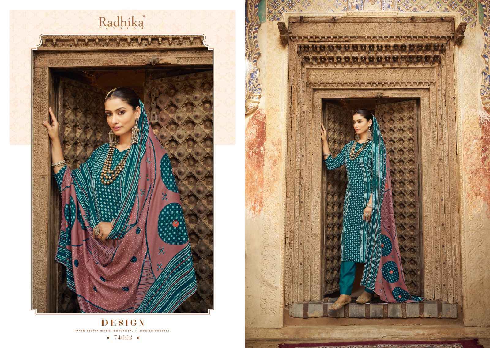 Radhika Fashion Sumyra Bandhej Pashmina Dress Material 6 pcs Catalogue