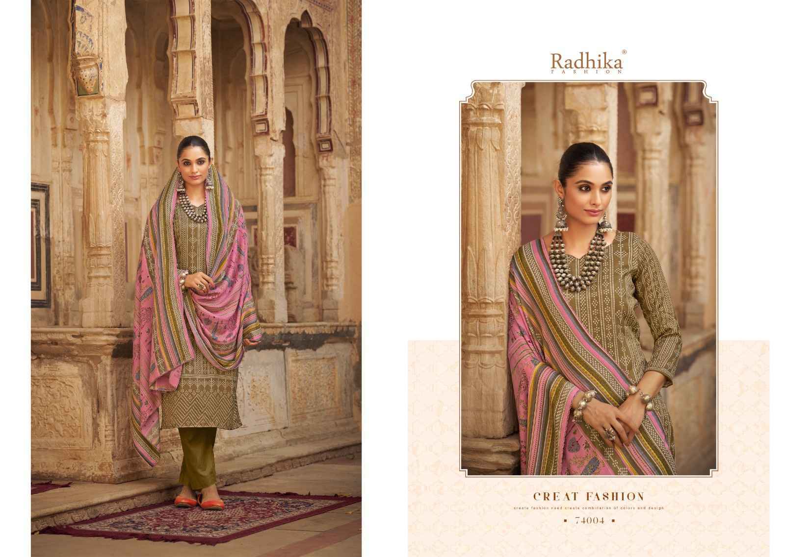 Radhika Fashion Sumyra Bandhej Pashmina Dress Material 6 pcs Catalogue