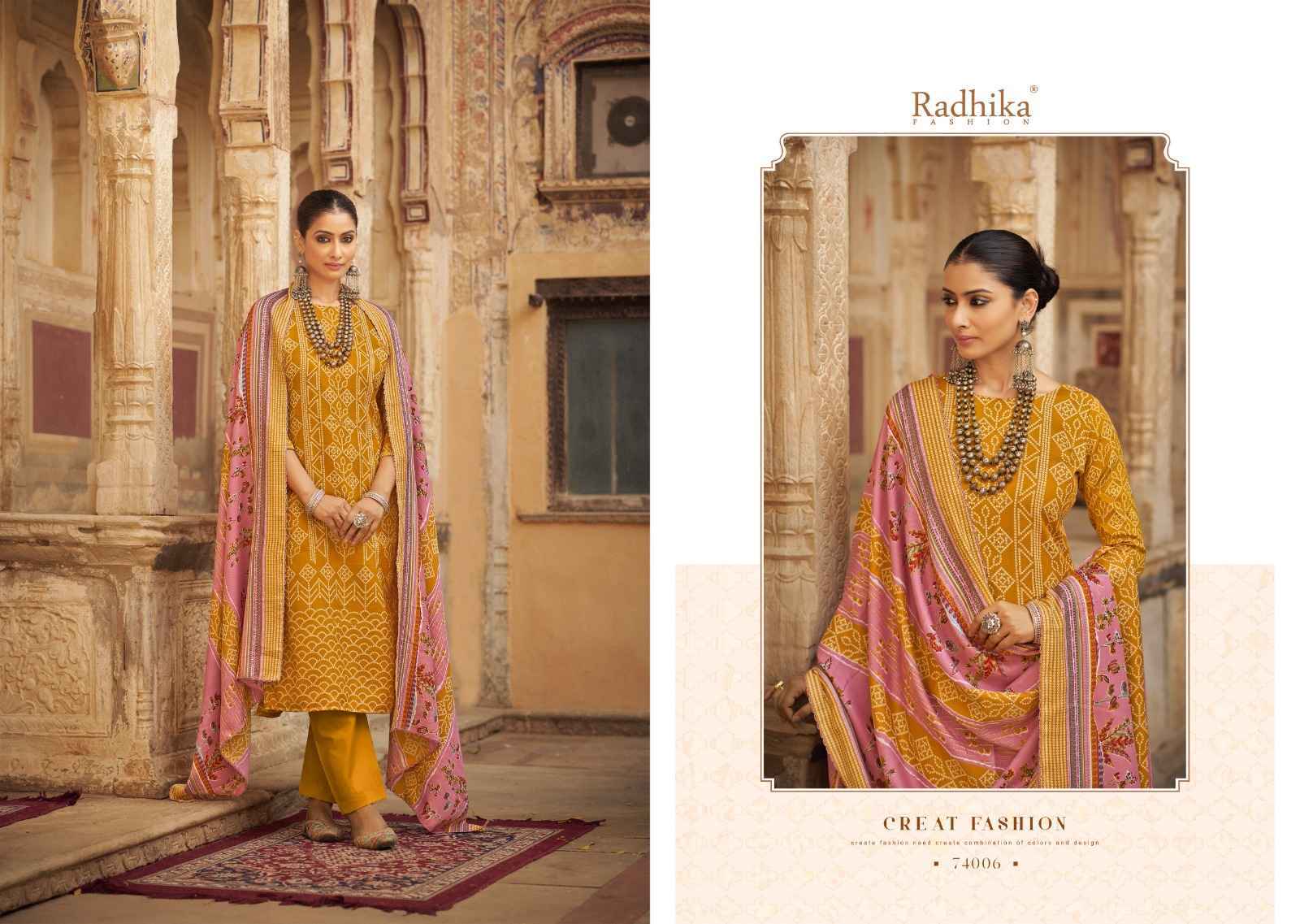 Radhika Fashion Sumyra Bandhej Pashmina Dress Material 6 pcs Catalogue