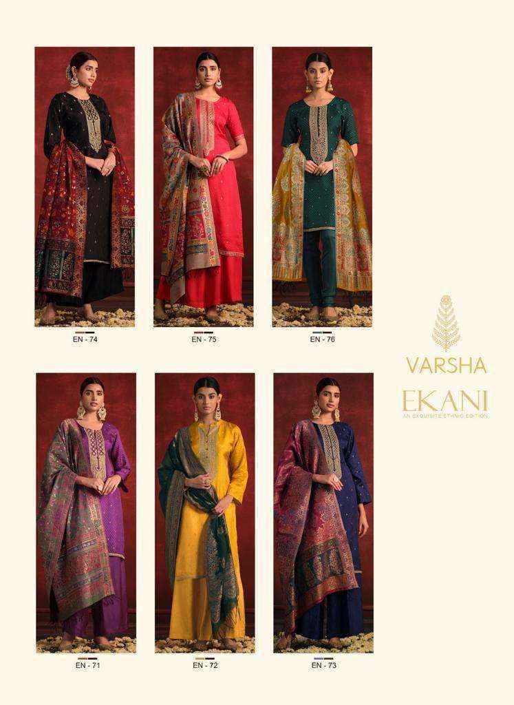 Varsha Ekani Viscose Dress Material 6 pcs Catalogue