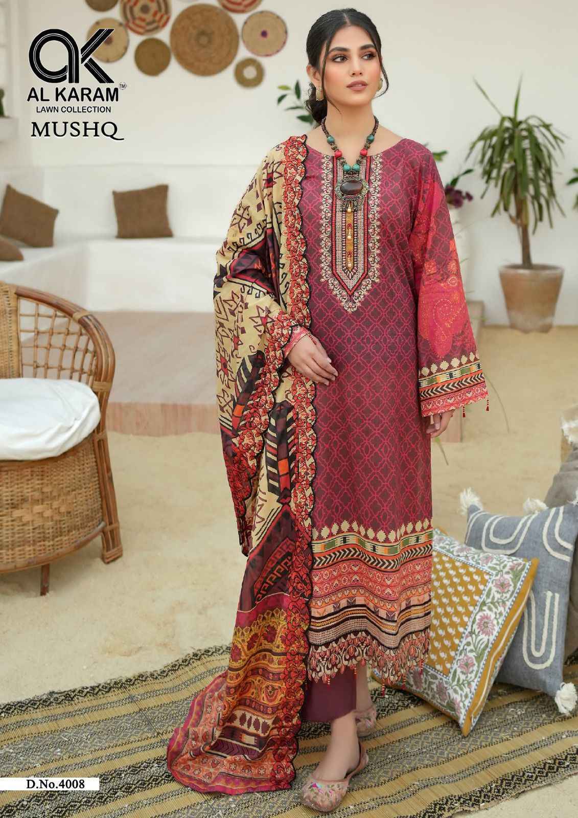 AL Karam Mushq Cotton Dupatta Vol 4 Cotton Dress Material 8 pcs Catalogue