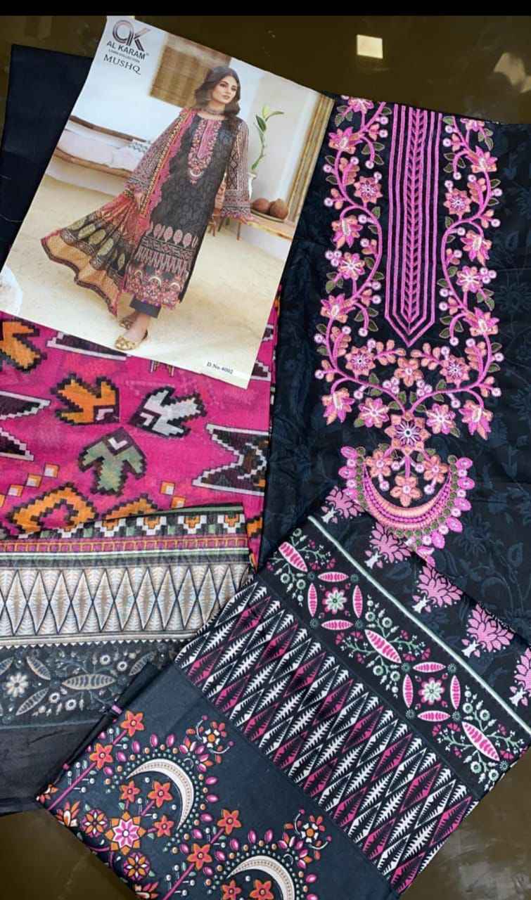 AL Karam Mushq Cotton Dupatta Vol 4 Cotton Dress Material 8 pcs Catalogue