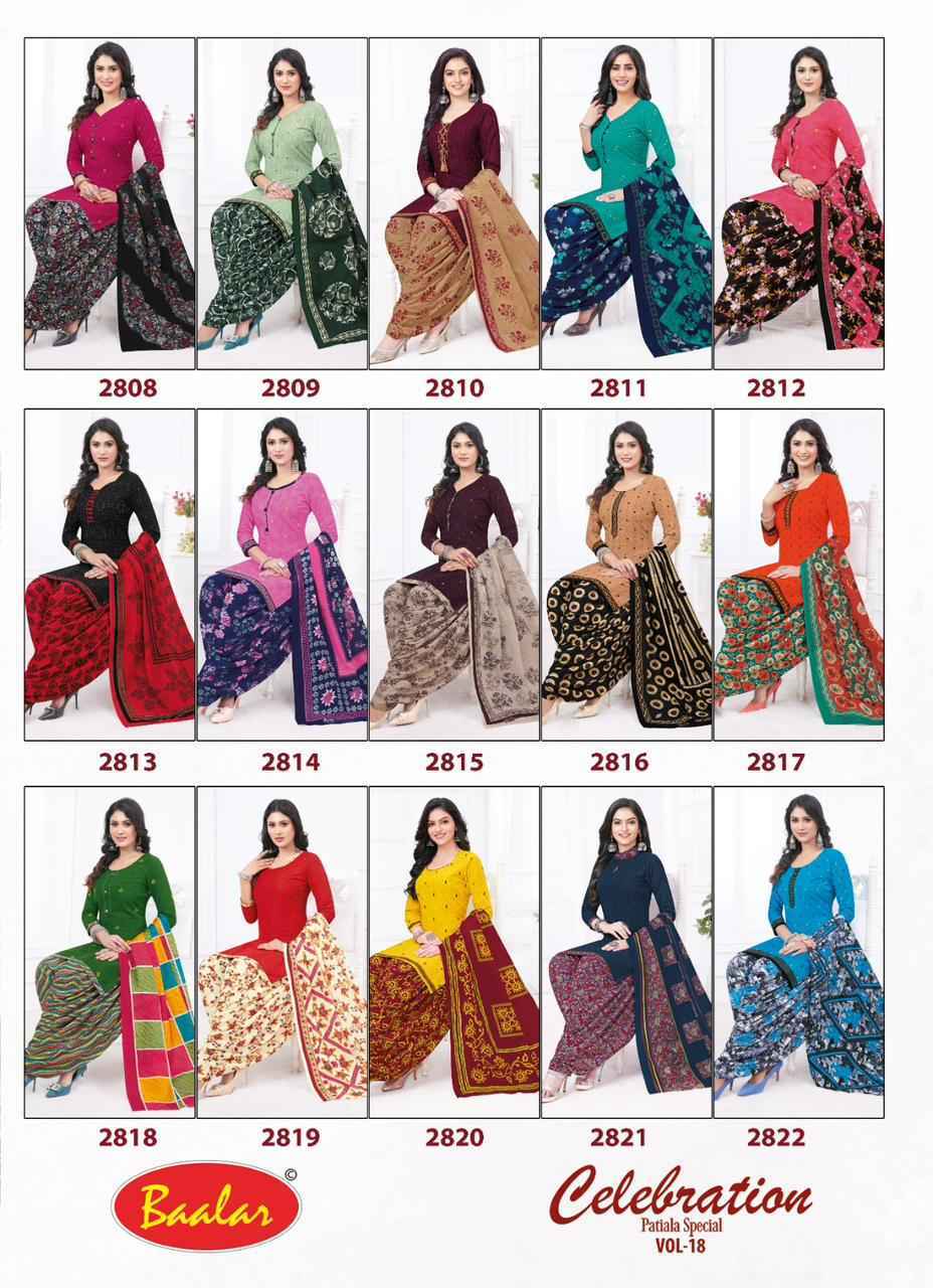Baalar Celebration Patiyala vol 18 Cotton Dress Material 15 pcs Catalogue