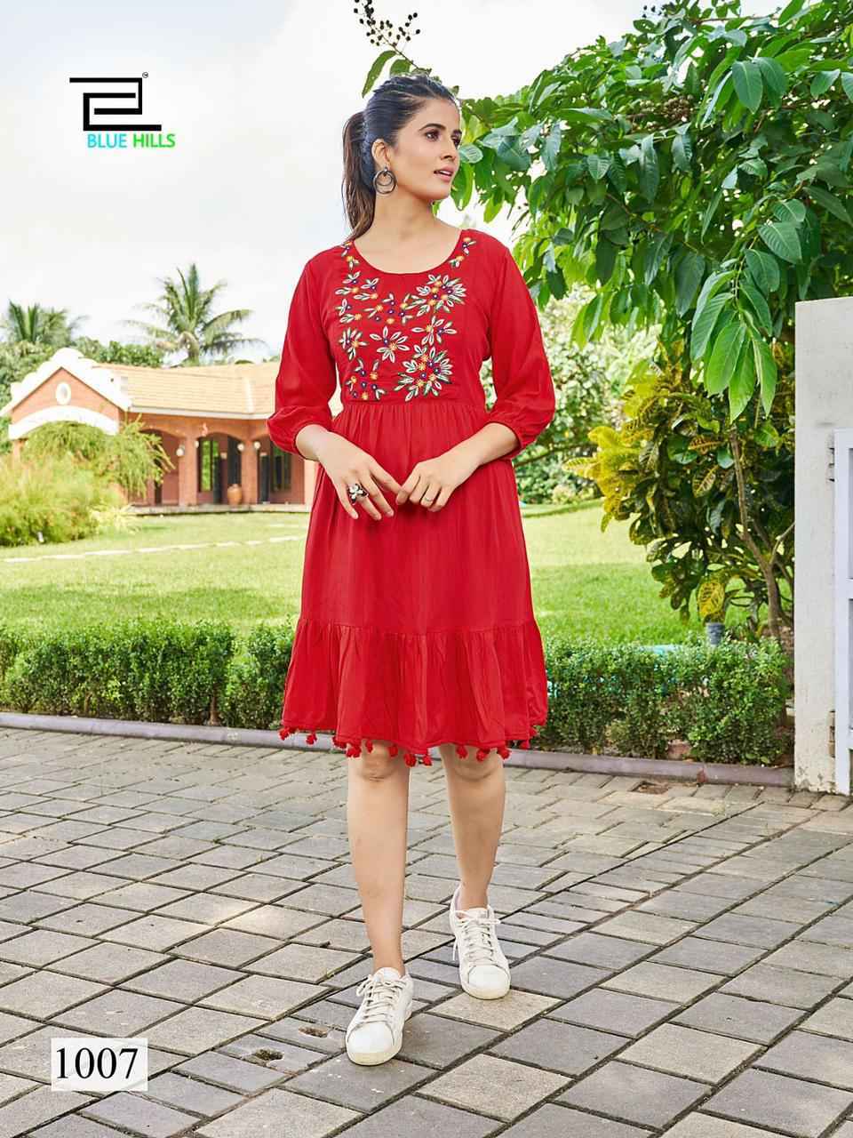 Blue Hills Kiara Rayon Tunic Kurti 7 pcs Catalogue