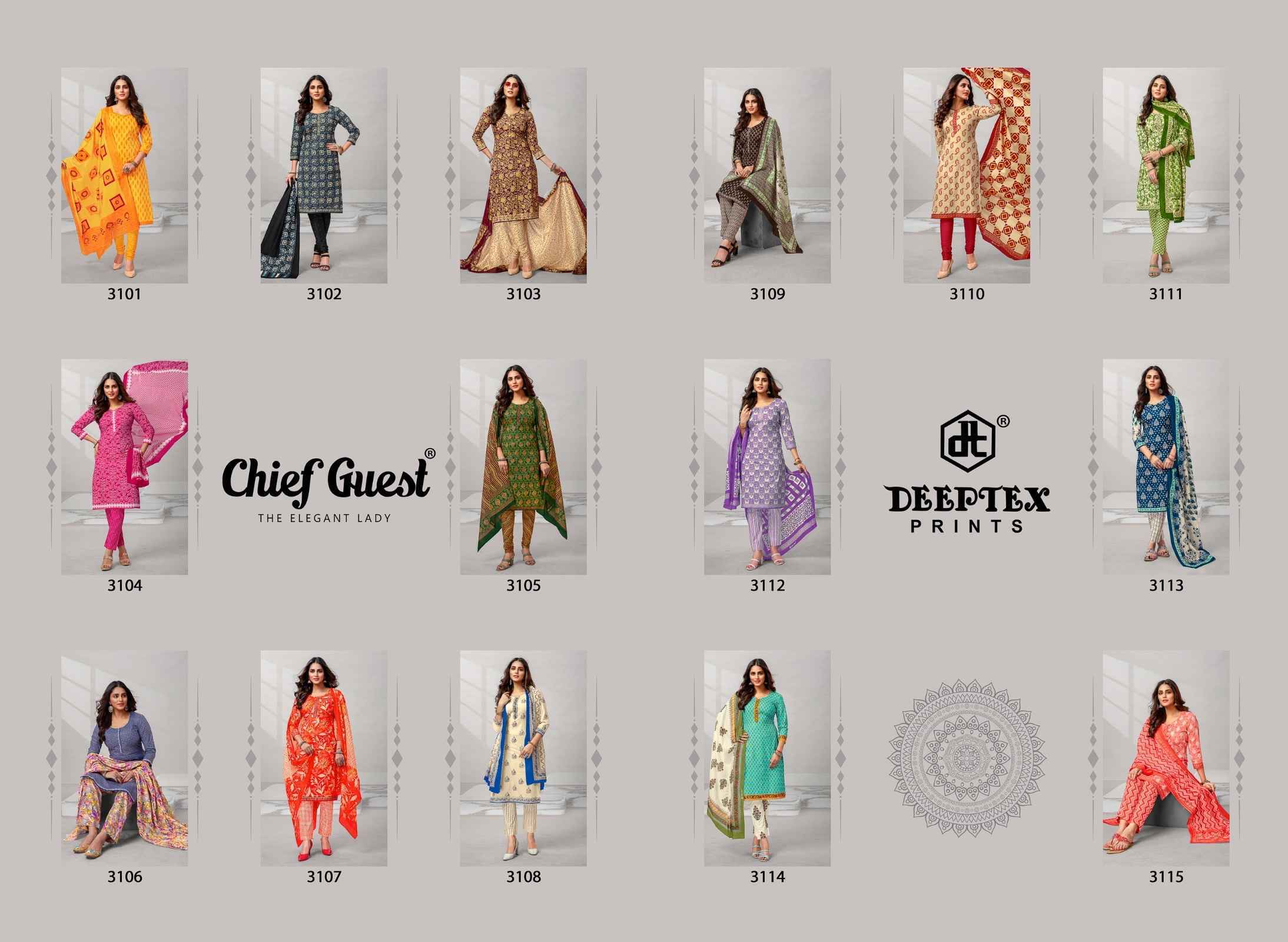 Deeptex Chief Guest Vol 31 Cotton Dress Material 15 pcs Catalogue