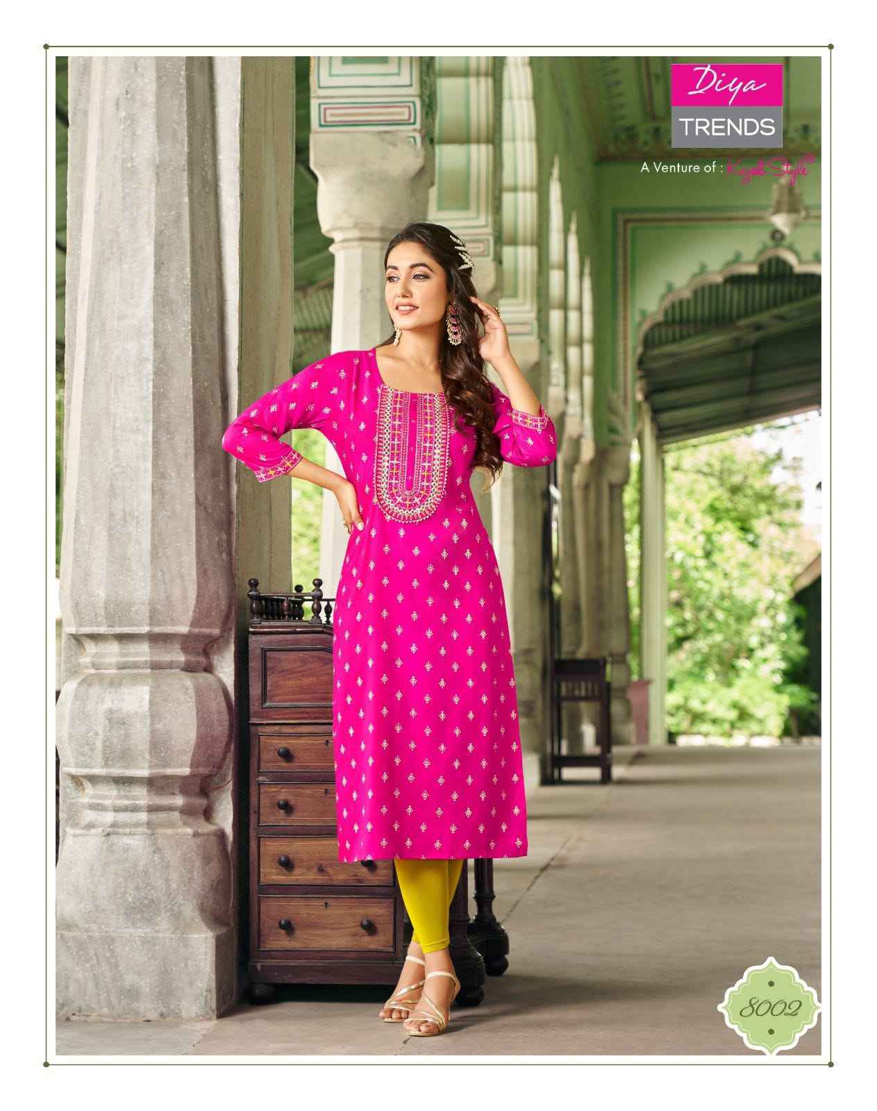 Diya Trends Victoria Vol-8 Rayon Kurti Catalog Wholesale Supplier surat