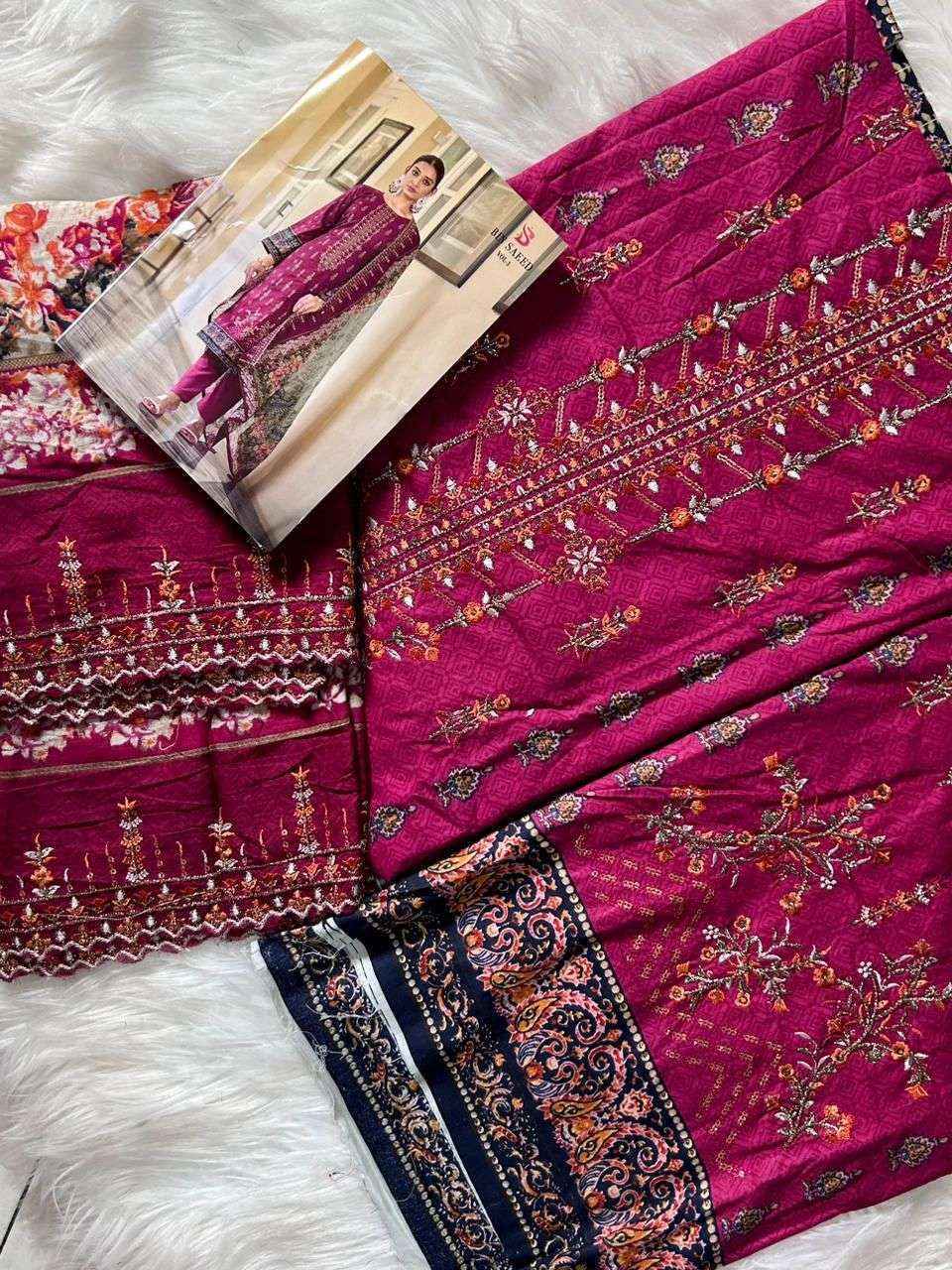 Jihan Bin Saeed Lawn Cotton Dress Material At Wholesale Bulk Price