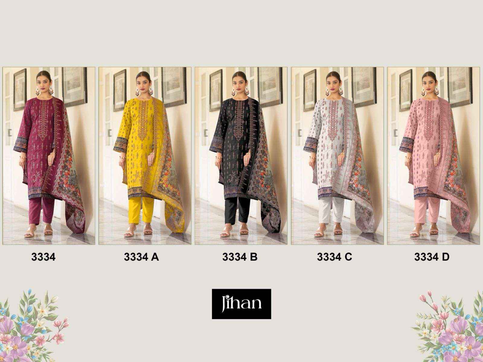 Jihan Bin Saeed Lawn Cotton Dress Material At Wholesale Bulk Price