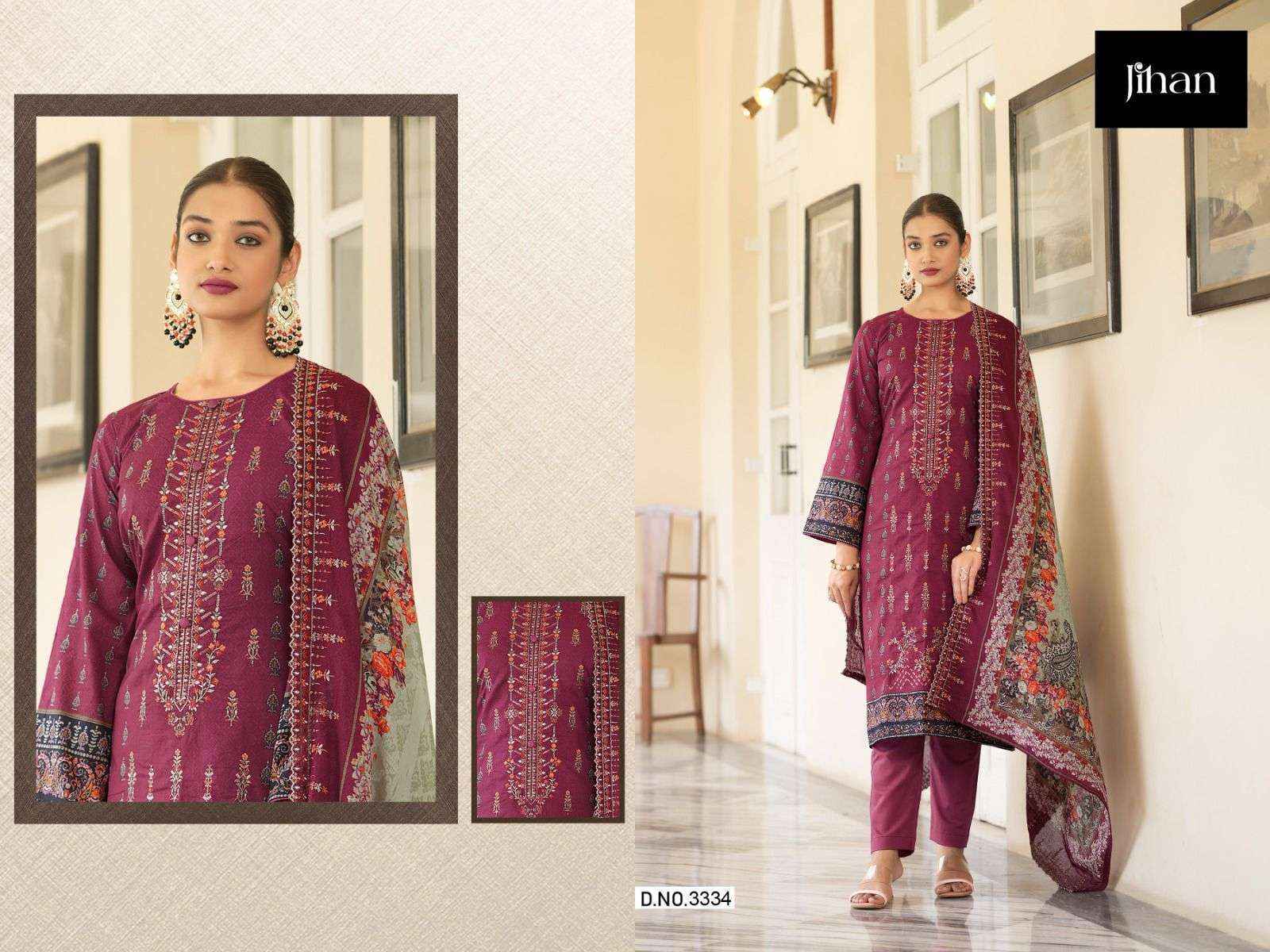 Jihan Bin Saeed Lawn Cotton Dress Material At Wholesale Bulk Price