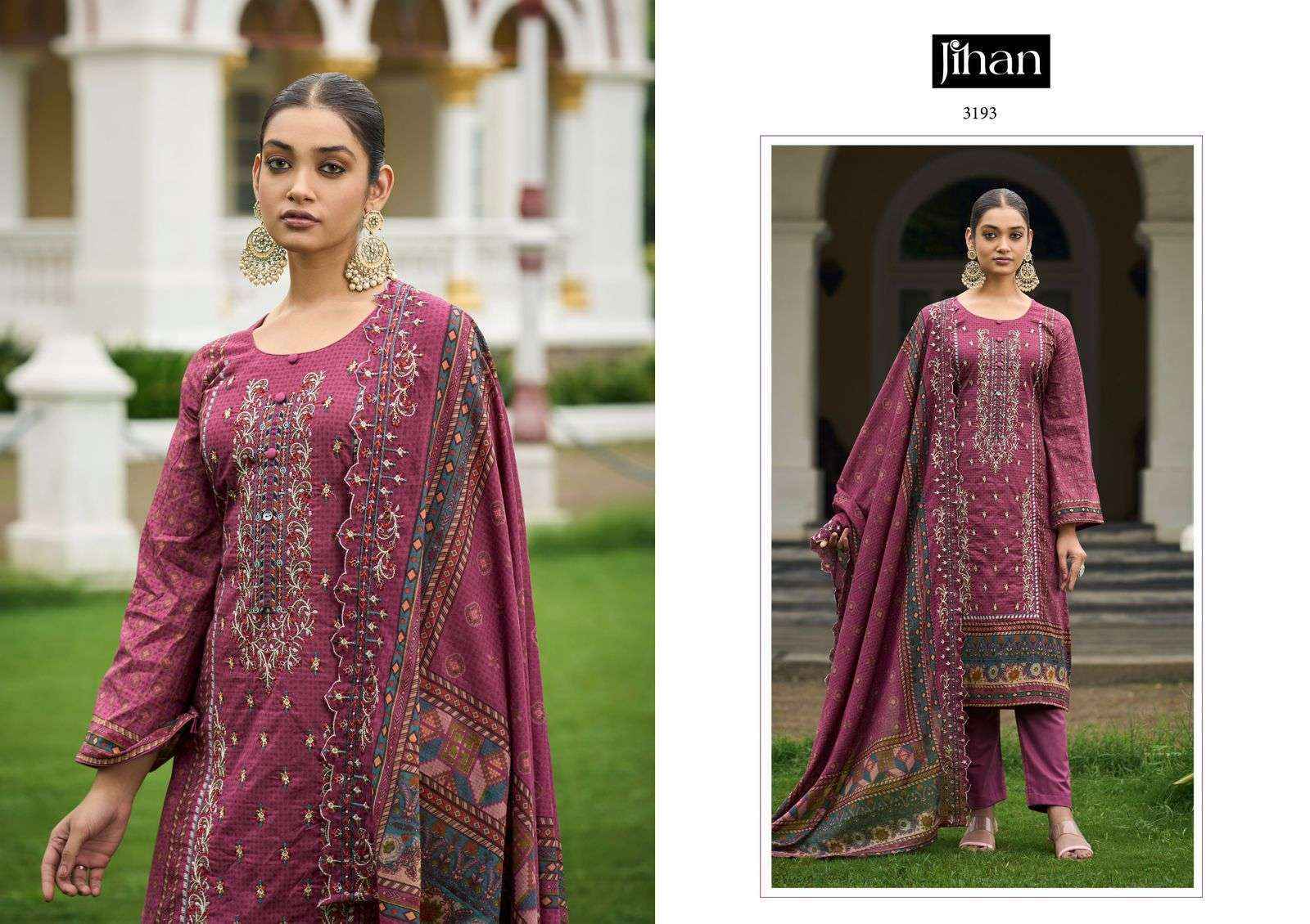 Jihan Bin Saeed Vol 6 Lawn Cotton Dress Material wholesale Online Price