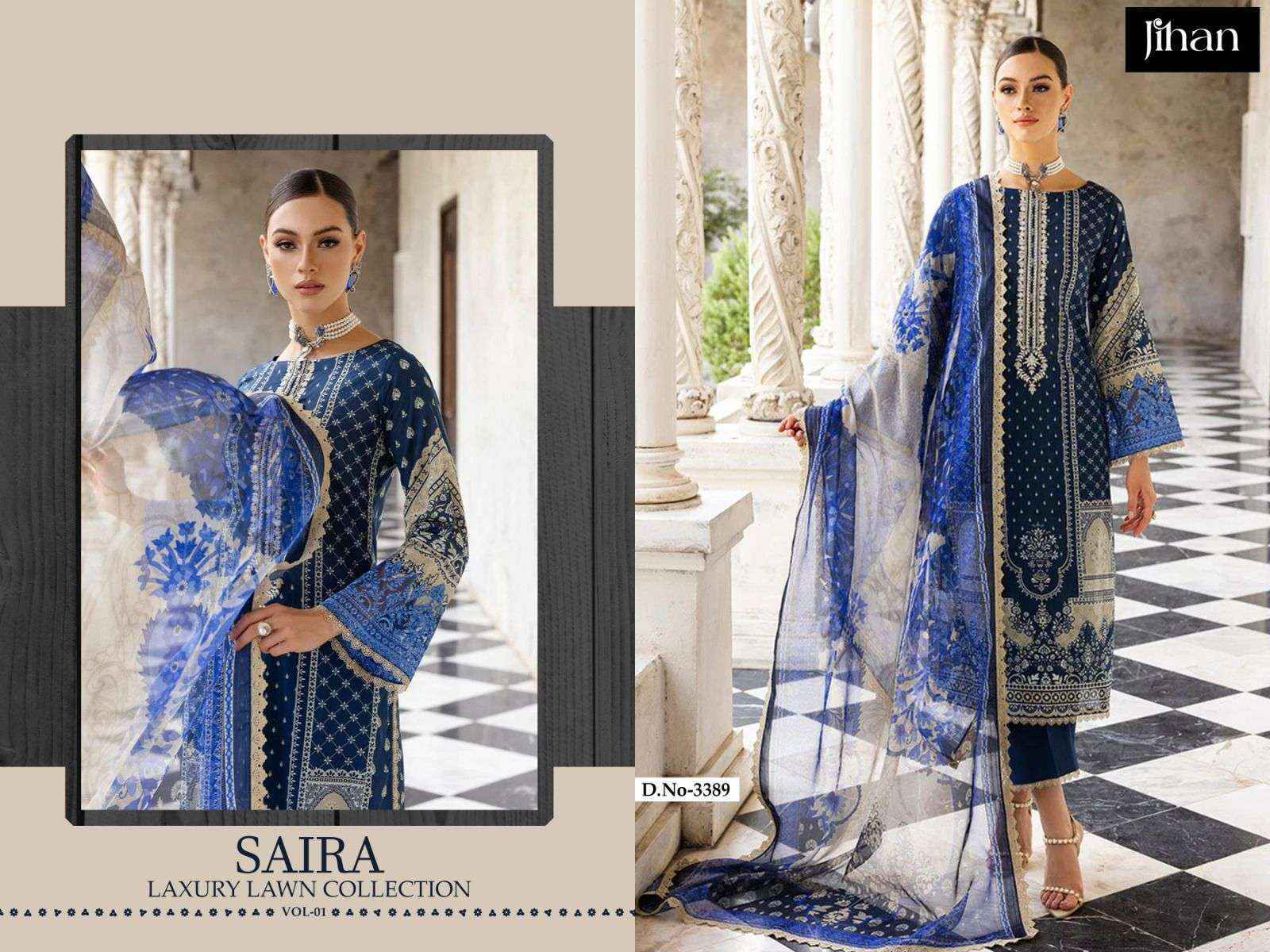 Jihan Saira Lawn Cotton Dress Material At Wholesale Price