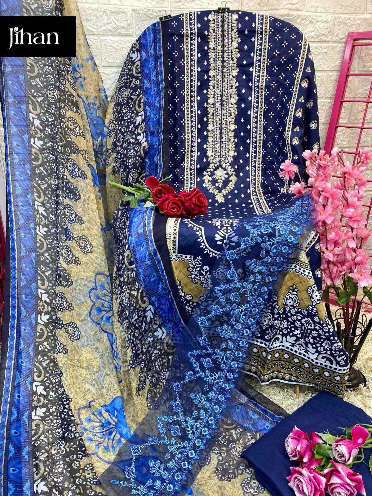 Jihan Saira Lawn Cotton Dress Material At Wholesale Price