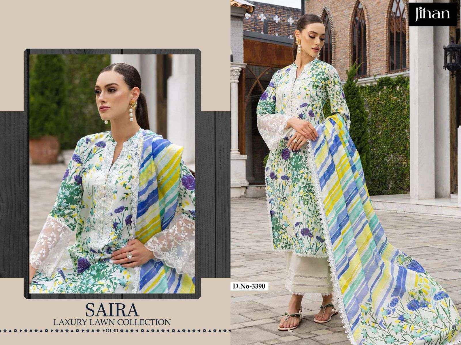 Jihan Saira Lawn Cotton Dress Material At Wholesale Price