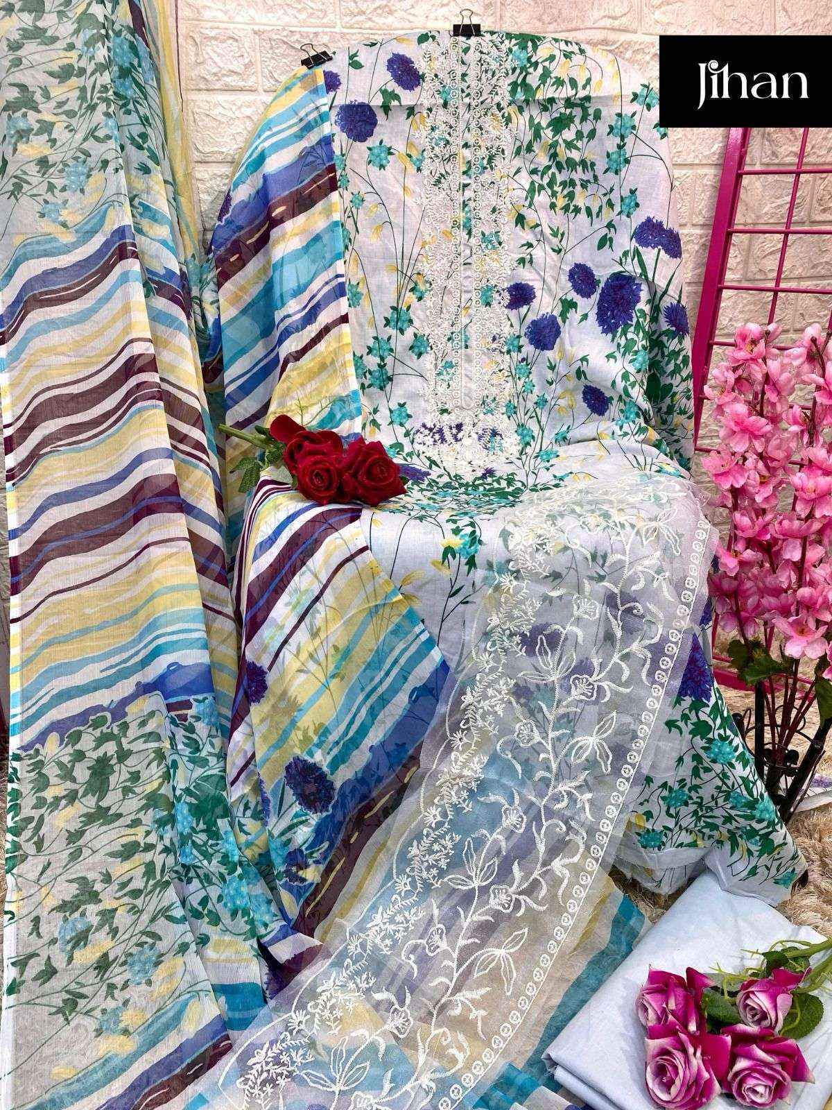 Jihan Saira Lawn Cotton Dress Material At Wholesale Price