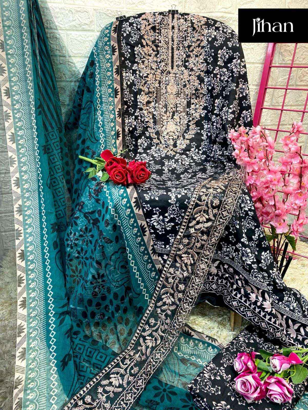 Jihan Saira Lawn Cotton Dress Material At Wholesale Price