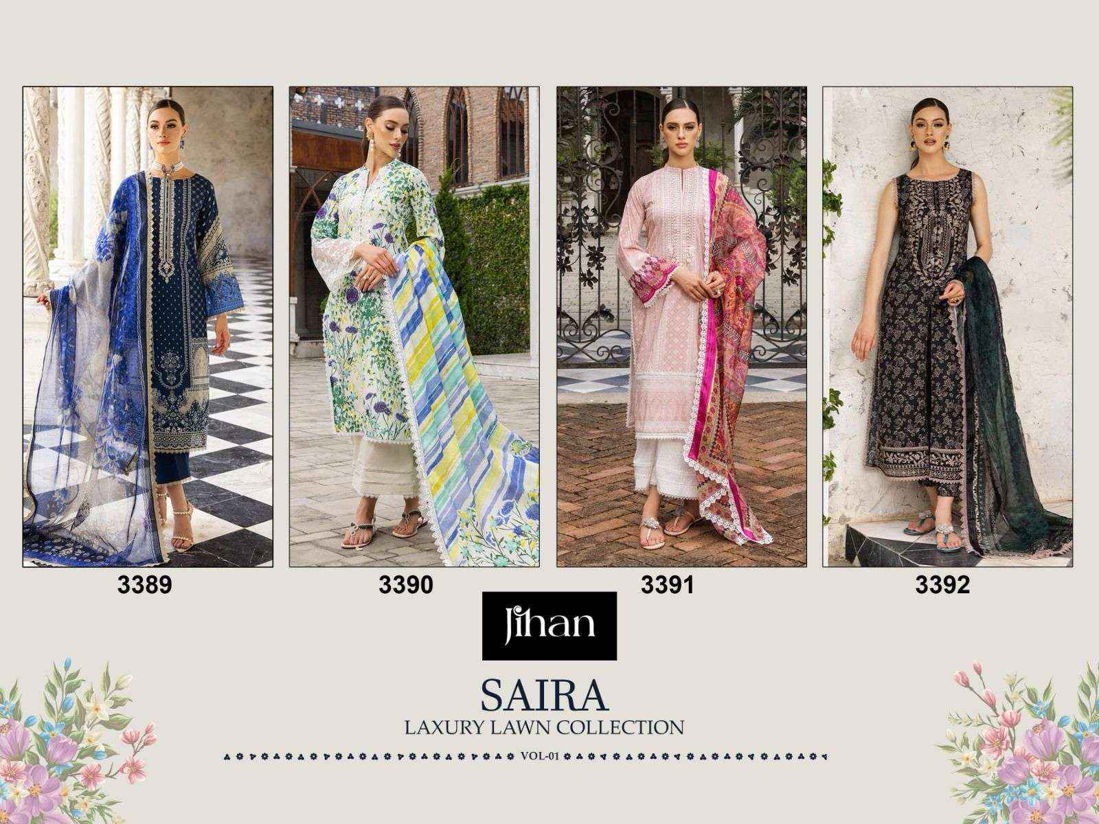 Jihan Saira Lawn Cotton Dress Material At Wholesale Price