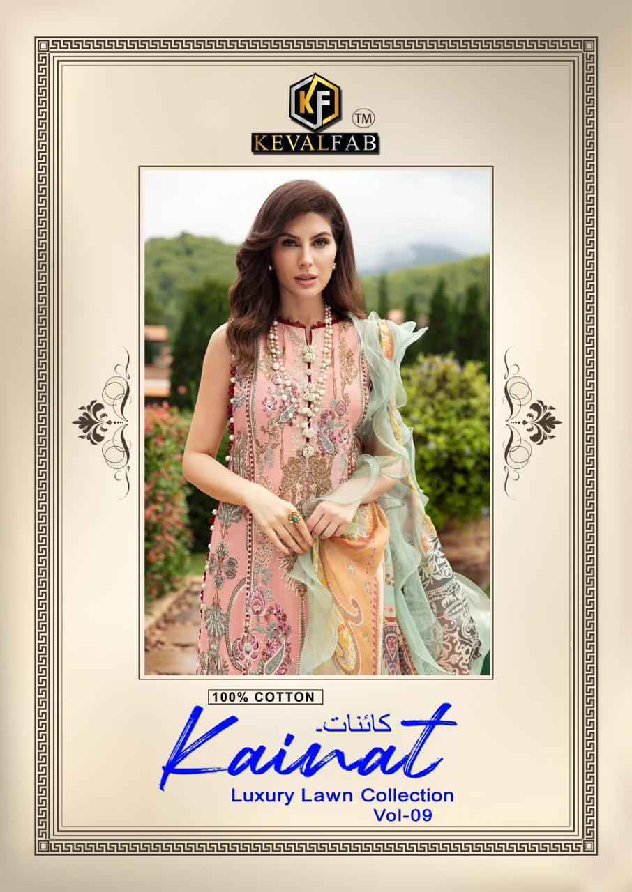 Keval Fab Kainat Vol 9 Lawn Cotton Dress Material 6 pcs 