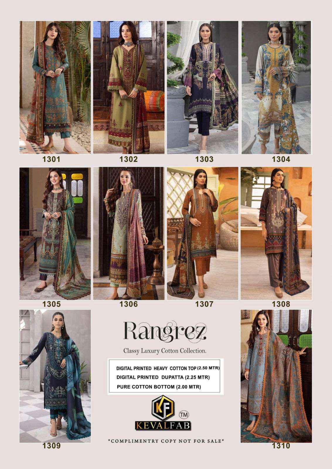 Keval Fab Rangrez Vol 3 Cotton Dress Material 10 pcs Catalogue