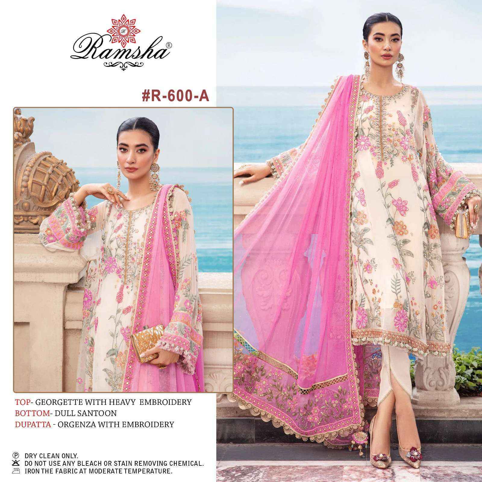 Ramsha R 600 Nx Georgette Dress Material 4 pcs Catalogue