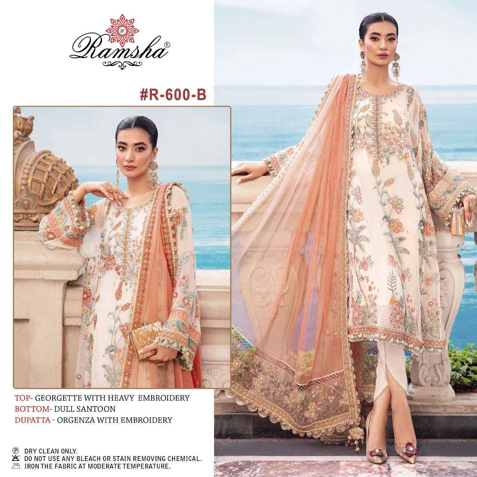 Ramsha R 600 Nx Georgette Dress Material 4 pcs Catalogue