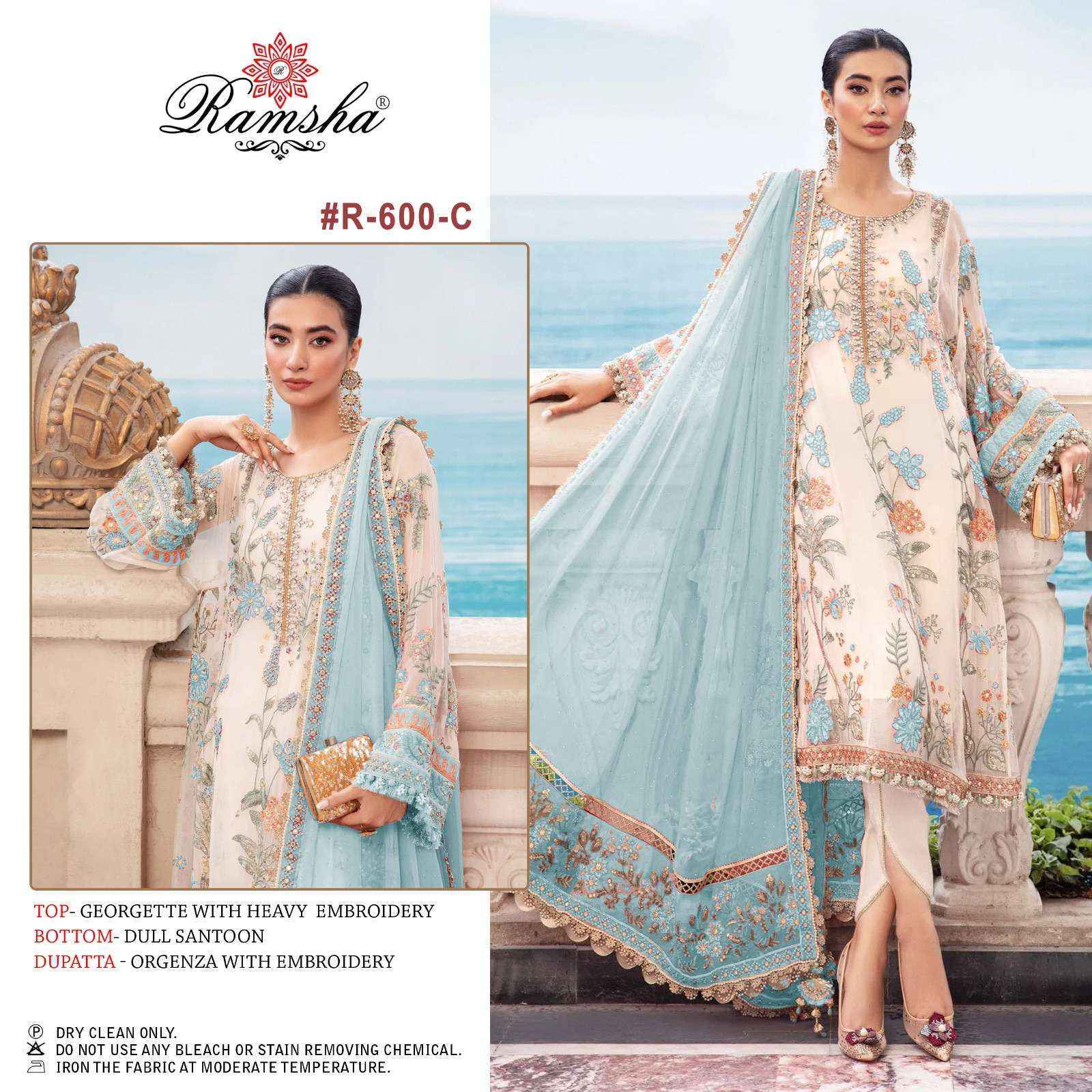 Ramsha R 600 Nx Georgette Dress Material 4 pcs Catalogue